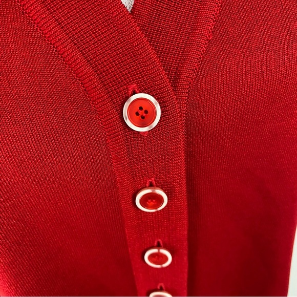 EXCLUSIVELY Misook Red Pleated Statement Short Sleeve Button Cardigan Top XL - Picture 10 of 16